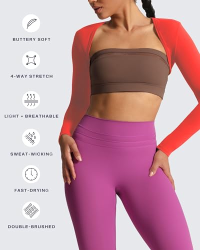 Image of Aoxjox Women's Lexi Lined Bolero Shrug | workout long sleeve,waist-defining cropped fit,open front cardigan,buttery soft fabric,layering,yoga,gym,daily wear