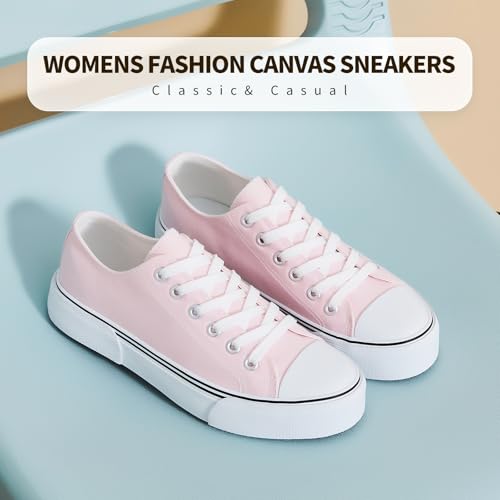 hash bubbie White Sneakers for Women Low Top Canvas Shoes Womens Canvas Sneakers Women's Fashion Sneakers Slip on Casual Tennis Shoes - Image 3