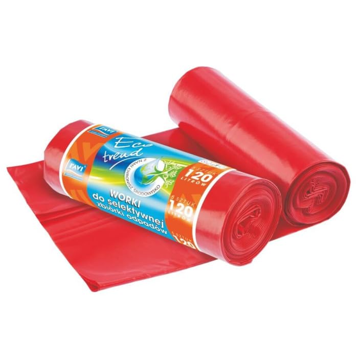 Ravi Eco Trend - Bolsas de basura (120 L, 5 unidades), color rojo