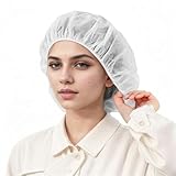 Chovbe Einweghaarnetz 21 – 100 Stück Haarnetze aus Vliesstoff, Doppeltes Elastisches Band, Atmungsaktive Barretthauben für Küche, Lebensmittelindustrie & Hygiene (Weiß)