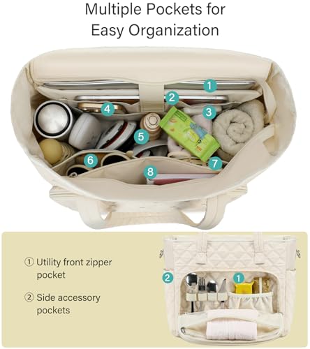 JIANYA Tote Bag for Women, Lightweight Work Tote Bags with Laptop Compartment, Quilted Shoulder Bag for Travel 6