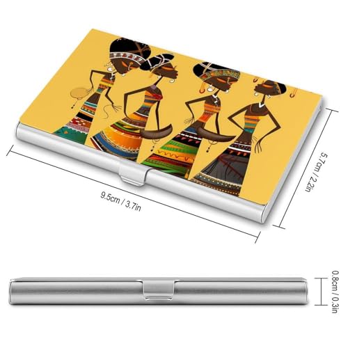 Metal Business Card Holder Ultra Slim - Creative African Culture Professional Aluminum Alloy Card Case with Magnetic Closure, Compact ID Credit Card Organizer Wallet for Men Women2