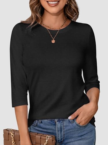 ATHMILE Womens 3/4 Sleeve T-Shirts Summer Tops Fall Fashion Blouses Beach Vacation Clothes Spring Tunic 2025 Trendy2