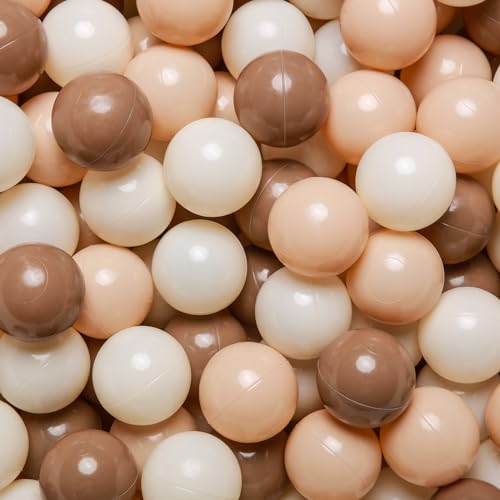 Image of GOGOSO Ball Pit Balls for Toddlers Phthalate-Free BPA-Free Non-Toxic Crush Proof Soft Plastic Play Balls Baby Kids Shape Tent Pool Playhouse Playpen Party Decor,Coffee Brown Beige,500PCS