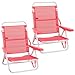 LOLAhome Pack 2 Sillas Playa Plegables | Ligera Portátil | Baja y Reclinable de 4 Posiciones | para Camping, Piscina, Terraza o Jardín Coral