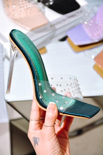 Cape Robbin Women's Clear Transparent Strap Stiletto Heel Sandals - Rhinestone Embellished Slip-On Dress Shoes Open Toe for Wedding Party Evening (Brisa)2