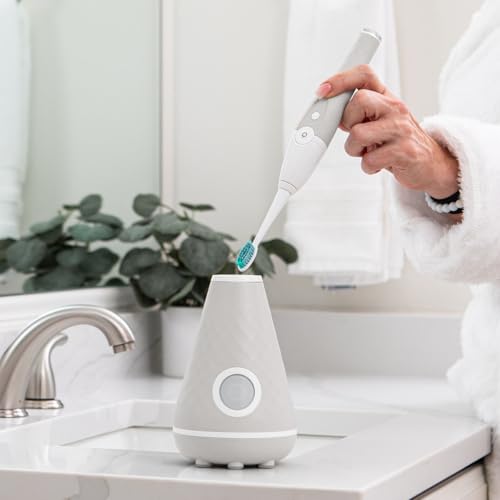 Image of TAO Clean UV Sanitizing Sonic Toothbrush and Cleaning Station, Electric Toothbrush, Dual Speed Setting, London Fog
