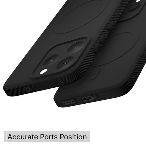 Image of Outlouders Back Cover for Realme 15T 5G / Realme Narzo 90 5G Soft Matte Silicone Cover with Slim Fit | Mag-Safe Logo (Not Mag-Safe Compatible) | Shockproof | Camera Protection Bumper Case (Black)