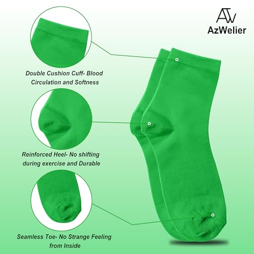 Image of Azwelier Unisex Colorful Quarter Ankle Athletic Socks Breathable Cotton Blend Crew Style 4 Pairs Pack