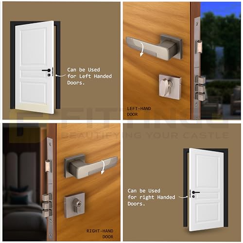 Image of Munich Mortise Door Handle Lock Set /Premium Zinc Alloy Door Handle with Lock /Heavy Duty Main Door Handle with Key Lock for Home, Office & Hotel Doors - 3 Years Warranty (SSM /BNM)