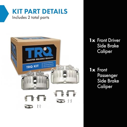 Image of TRQ Front Driver and Passenger Side Brake Caliper Set Compatible with 02-05 Chevrolet Trailblazer 02-05 GMC Envoy 04-05 Buick Rainier All Wheel Drive 02-04 Oldsmobile Bravada 06 Chevrolet SSR