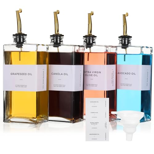 Homaisson 17oz Olive Oil Dispenser Bottles 4 Pack, No Drip Glass ...