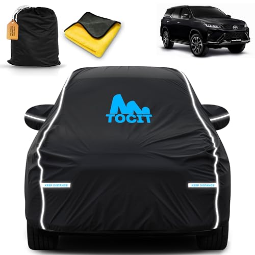 Image of Toyota Legenger Waterproof Long Life Car Cover with Safety Glow Reflective Strap, Premium Velvet Velour Fabric, Soft & Stretchable, Machine Washable, Tri-Stitch Custom Fit with Mirror Pocket