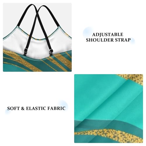 Teal Marble Golden Kids Swimsuits for Girls Quick Dry Crossback Swimsuits for Girls One Piece 3T3