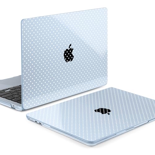 Image of MEEgoodo Case for M5 /M4 /M3 /M2 MacBook Air 13 inch 2026 2025 2024 2022, Fit Model A3449 /A3240 /A3113 /A2681, Case Compatible with MacBook Air 13.6-inch, Blue & Polka Dots