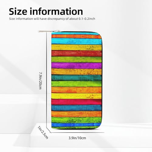 Colored Wooden Board Print Casual Clutch Purse Hand Wallet for Women Capacity Wallet Stylish Travel-Friendly4