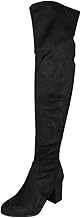 LoudLook Ladies Over The Knee Boots Faux Suede Thigh High Mid Heel Stretch Office Work Winter Shoes Sizes 3-8