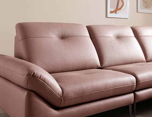 Image of Fabrique David Leatherette Look Light 4 Seater Sofa Set with Puffy Sturdy Pink | Luxury Comfortable Furniture Perfect for Home Guests Office & Living Room | Stainless Steel Legs