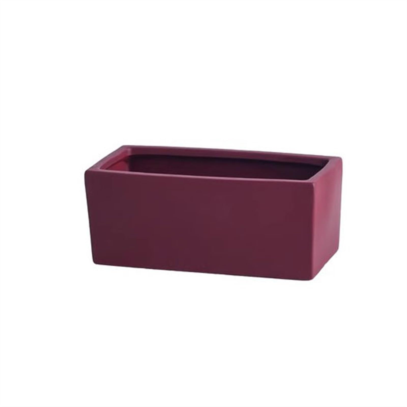 SDA287MZ Ceramic Rectangular Planter with Tray Scandinavian Simple Succulent Green Office Desktop Perforated Small Potting Ware Multifunction(Rose red,Small)