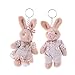 KALUO 1 paire de porte-clés en peluche pour porte de voiture ou de voiture - Cadeau d'anniversaire - Motif floral - Ours et lapin - Pendentifs pour sac (B)