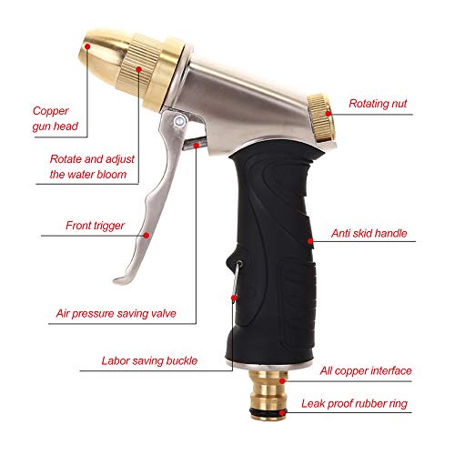 Ajcoflt Pistola de cobre puro de alta pressão Ferramenta de limpeza de pistola de água para lavagem