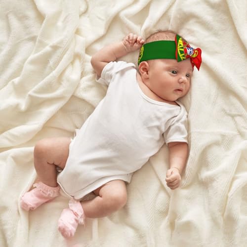 Portuguese flag printing Baby bow headband, elastic headband, soft hair accessories suitable for newborns, children, toddlers and girls4