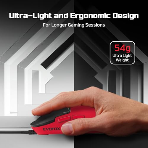 Image of EvoFox Phantom Air Ultra Lightweight Gaming Mouse | Upto 1000Hz Polling Rate, 7000 FPS, 12800 DPI | Honeycomb RGB Lighting | Fully Programmable with Windows Software & On-Board Memory | Red