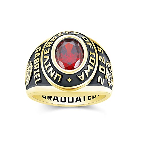 JNJ Men's Class Ring, personalized for high school and college graduates, Sterling Silver or 10K gold, Birthstone Class Rings, Jour Nouveau Jewelry