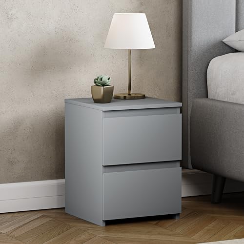 Vida Designs Denver - Mesita de Noche con 2 cajones (Gris)