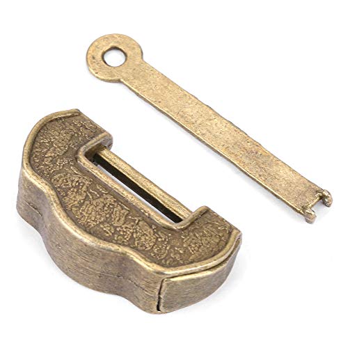 Image of Zinc Alloy Material Chinese Retro Bronze Color Brass Padlock Vintage Padlock for Mini Cabinet(Small)