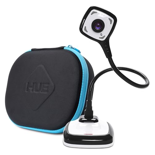 HUE HD Pro : Visualiseur de Documents et Caméra USB Flexible de Visioconférence (Noir) avec Etui de Transport (Noir)