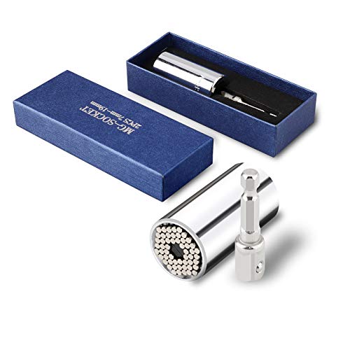 WeaArco Universal Socket Wrench Set, Multi-Function Grip Gadgets, Unique Tools Gifts, Power Drill Adapter 2Pc Set Fits Standard 1/4'' - 3/4'' Metric 7mm-19mm for Men/Women, Dad, DIY Handyman, Husband