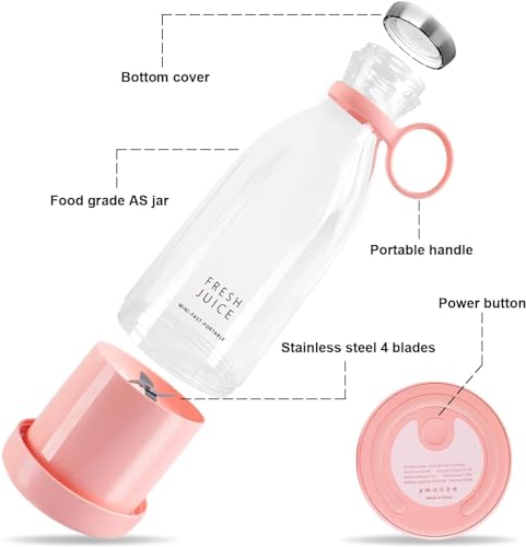 Portable Mini Juicer Cup Blender USB with Blades for Shakes and Smoothies Fruits Vegetables Juice Maker Grinder Mixer Strong Cutting Bottle Sports Travel Outdoors Gym - Image 5