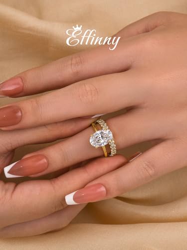 3.5ct Elongated Oval Cut Wedding Ring Set,Solitaire Engagement Ring with Oval Eternity Band,925 Sterling Silver Bridal Ring Set3