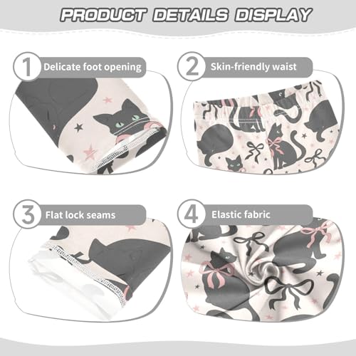 Cute Black Cat Girls Leggings,Workout Leggings for Girls Toddler Athletic Leggings Size for 3-10T3