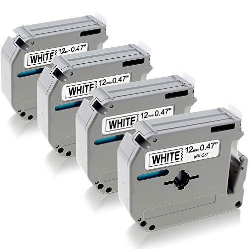 Greateam Compatible Label Tape Replacement for Brother MK-231 12mm 0.47inch Black on White
