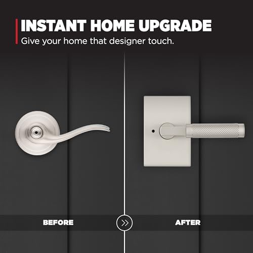 Kwikset Prava Interior Privacy Door Knurled Handle with Lock, Door Lever for Bathroom and Bedroom, Satin Nickel, Reversible Keyless Push Button Lock Door Lever, with Microban Protection - image 4