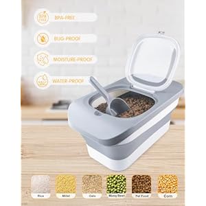 13 Lbs Dog Food Container, Collapsible Dog Food Storage Container with Airtight Lid, Cat Food Storage container Dry Food for Pets, Rice, Cereal, Silicone Pet Bowl and Dog Food Scoop