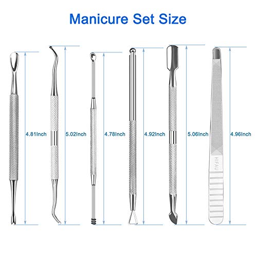 Hifau 8Pcs Premium Cuticle Nippers Pusher Manicure Tools Set, Professional Ingrown Toenail File, Cuticle Remover Trimmer Cutters Tool Gel Nail Art Kit, Stainless Steel, Travel, Gift #TOP7