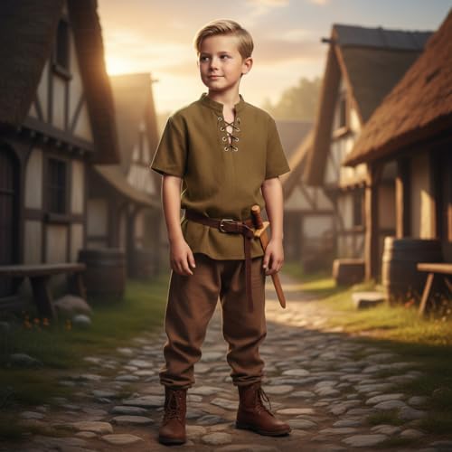 Disfraz Medieval Niño Viking Pirata Renacentista Camisa miniatura 7