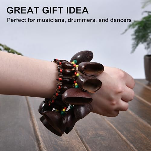 Image of 2 Pcs Cacho Seed Rattle Bracelets, Nature Sound African Nut Seed Shell Wrist Shaker Dance Anklets Bell
