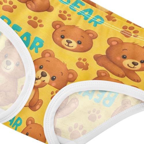 Joisal Flower Girls Underwear Toddlers 2t Cotton Cute Panties Girl Cute Cartoon Bear Yellow Briefs Girls Undies4
