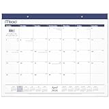 Mead Desk Calendar 2026-2027 Planning Pad, Academic 15-Month April-June, Monthly, 21-3/4" x 17" Standard, Ruled Daily Block, Basic (CAM92020)