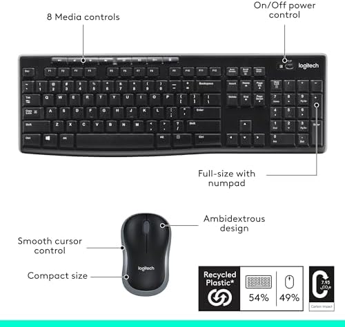 Logitech MK270 Wireless Keyboard and Mouse Combo for Windows, 2.4 GHz Wireless, Compact Mouse, 8 Multimedia and Shortcut Keys, 2-Year Battery Life, for PC, Laptop — view 6