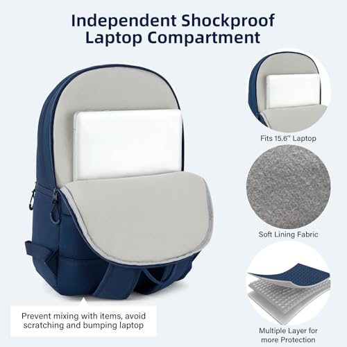 Carry On Travel Backpack For Women, 18 Inch Water Resistant Large Backpack Lightweight Bookbag For Men, 8x14x18 Personal Item Bag Casual Daypack Backpacks For Work Office Commuter (Navy Blue)4