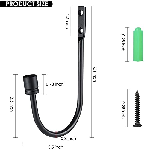 Tiardey 2 Pcs Curtain Hold backs, Metal U Shaped Hook Wall Mounted Tieback Hook Drapery Accessories Decorative Curtain Drapery Holdback(Black) - Image 2