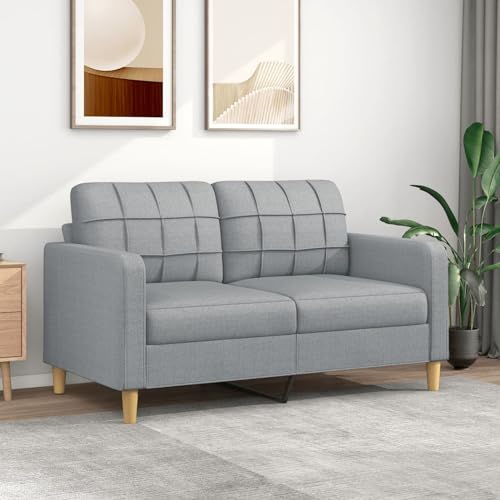 Rantry Sofá de 2 plazas de Tela Gris Claro 140 cm Sofás