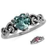 Silvershake Heart Shape Created Color Change Alexandrite 925 Sterling Silver Celtic Knot Ring Size 8