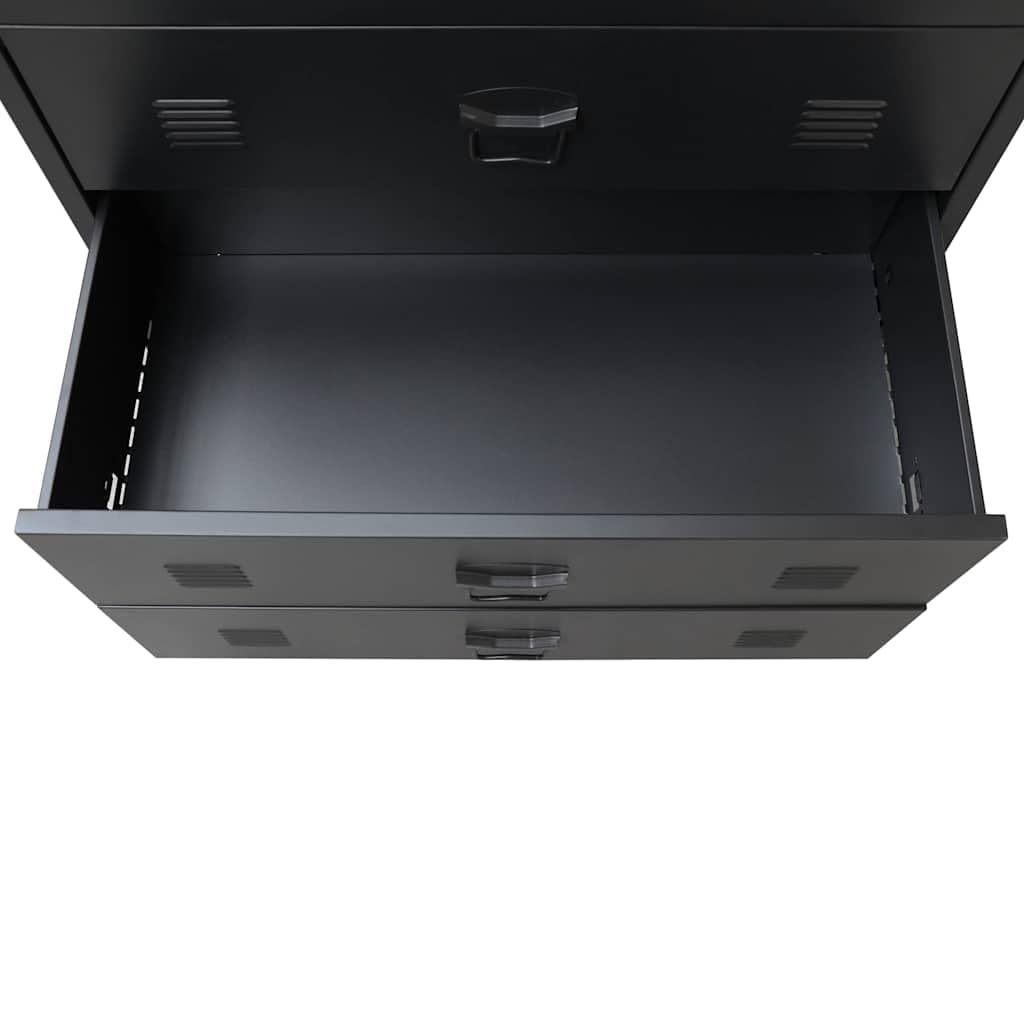 vidaXL Cassettiera in stile industriale, materiale metallico resistente e facile da pulire, 4 cassetti grandi, colore nero