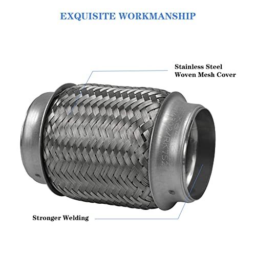 Image of Exhaust Flex Pipe 3 inchx6 inch Heavy Duty Stainless 2 Pack | RK7521, RP Remarkable Power
